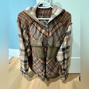 Plaid Patchwork Hooded Jacket